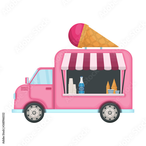 Food truck vector icon.Cartoon vector icon isolated on white background food truck.