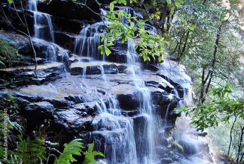 The waterfall in the Blue Mountains national park in Australia photo