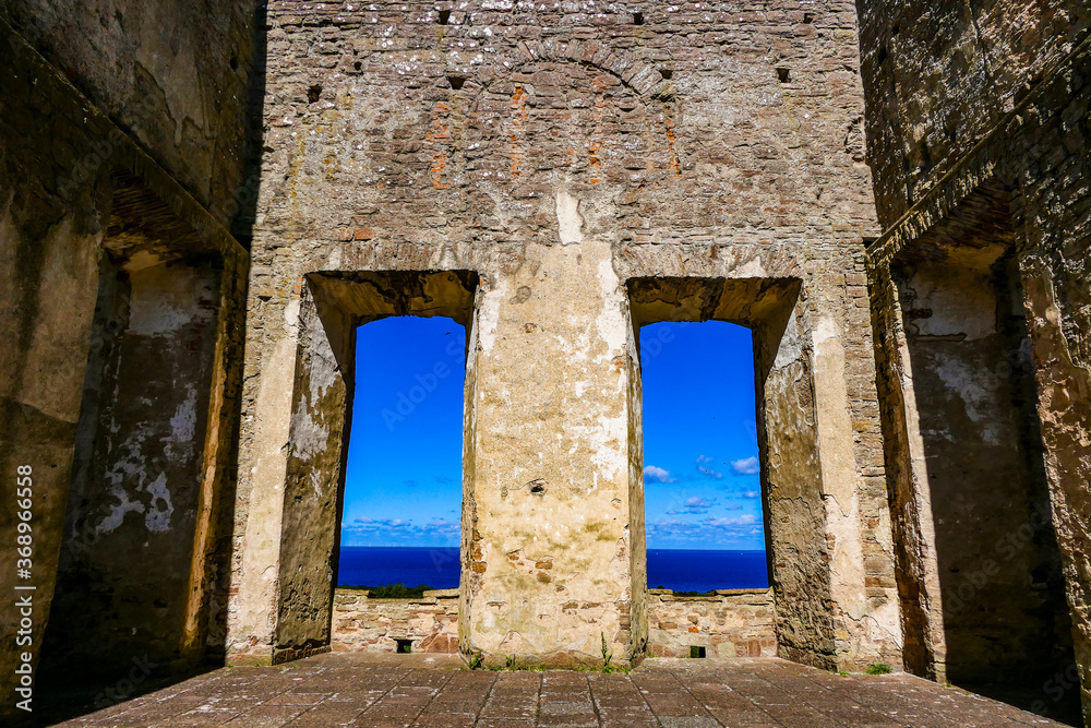 Fototapeta premium Borgholm, Sweden The Borgholms Slott, or castle ruins, from the 12th century on Öland island.