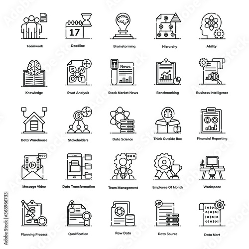 
Project Management in Modern line Style Pack 
