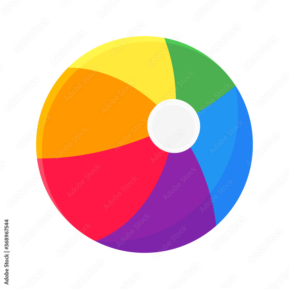 Inflatable bouncing beach ball flat style design vector illustration icon sign isolated on white background. Retro styled inflatable toy for summer games or holidays. Inflatable bouncing beach ball flat style design vector illustration icon sign isolated on white background. Retro styled inflatable toy for summer games or holidays.