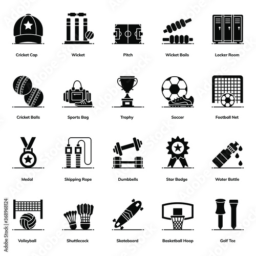 
Pack Of Sports solid Icons 
