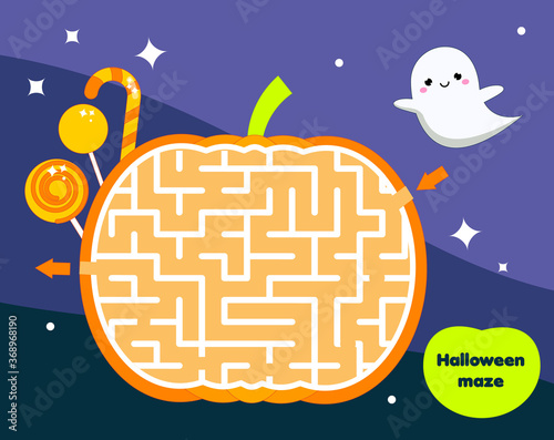 Maze game for children. Halloween theme kids activity sheet