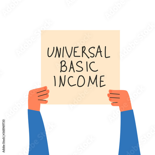 Unic city basic income. Vector flat color concept.