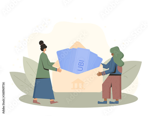 Unic city basic income. Vector flat color concept.