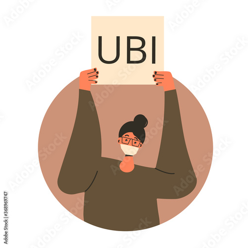 Unic city basic income. Vector flat color concept.