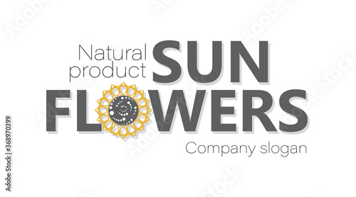 Sunflower. Vector logo, emblem, trademark isolated on white background. Design for business project