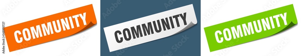 community paper peeler sign set. community sticker