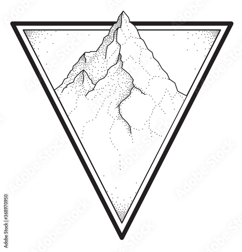 Mountain tattoo in dotwork style