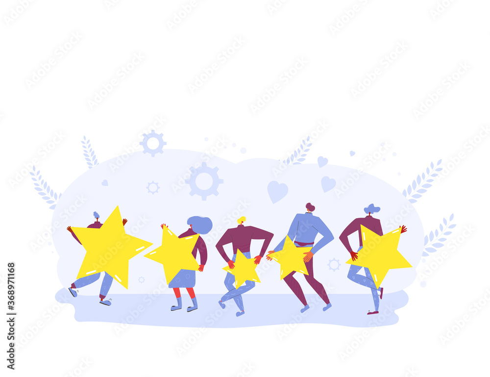 Feedback concept. People with stars in their hands Feedback concept. People with stars in their hands