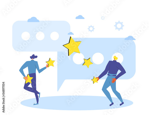 Feedback concept. People with stars in their hands