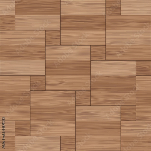 Floor wood parquet. Flooring wooden seamless pattern. Design laminate. Parquet rectangular tessellation. Floor tile parquetry plank. Hardwood tiles. Rectangles slabs brown wooden. Vector background