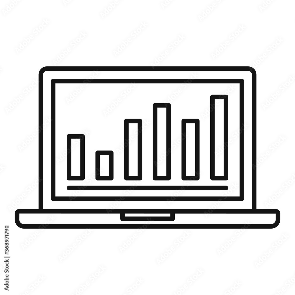 Laptop conversion rate graph icon. Outline laptop conversion rate graph vector icon for web design isolated on white background Laptop conversion rate graph icon. Outline laptop conversion rate graph vector icon for web design isolated on white background