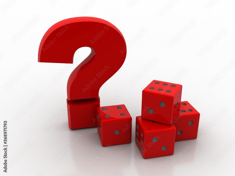 3d rendering question mark with dies 3d rendering question mark with dies