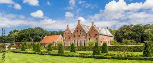 Panorama of the garden at the Menkemaborg mansion in Groningen, Netherlands photo