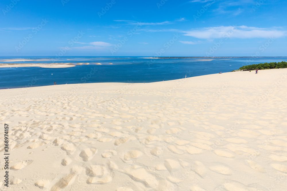 View from the Dune of Pilat, the tallest sand dune in Europe. La Teste-de-Buch, Arcachon Bay, Aquitaine, France