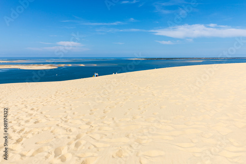 View from the Dune of Pilat  the tallest sand dune in Europe. La Teste-de-Buch  Arcachon Bay  Aquitaine  France