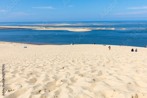  View from the Dune of Pilat  the tallest sand dune in Europe. La Teste-de-Buch  Arcachon Bay  Aquitaine  France