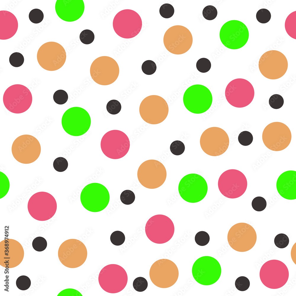Dynamic composition of circles of different colors and sizes on a light background. Seamless pattern.