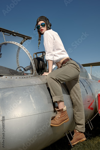 lady pilot on a plane