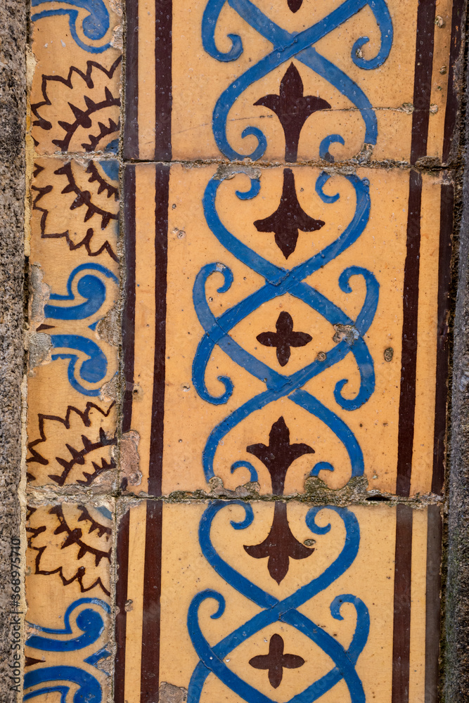 Old Brown And Blue Tiles (Azulejos), Braga, Portugal