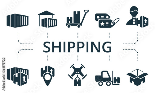 Shipping icon set. Collection contain pack of pixel perfect creative icons. Shipping elements set