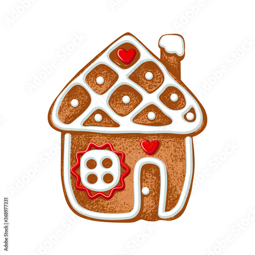 ..Gingerbread house. Vector illustration of holiday baking. Christmas collection.