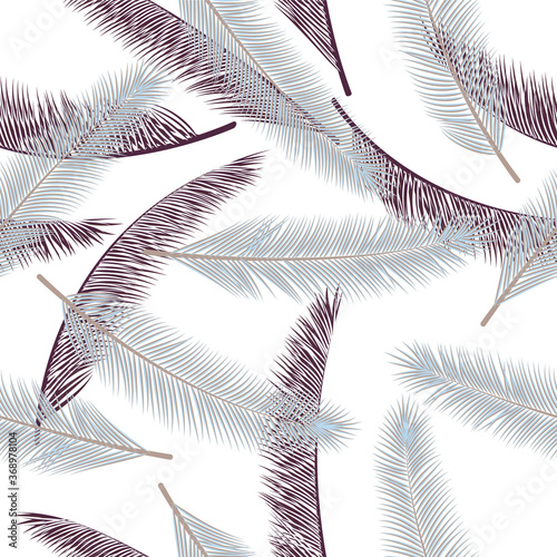 Summer feather fluff vector pattern. Boho wrapping paper. Tribal boho feather fluff wrapping paper seamless ornament.