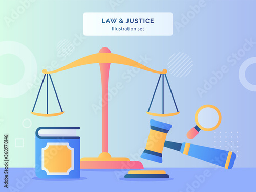 law and justice concept with gavel and scale icon design style