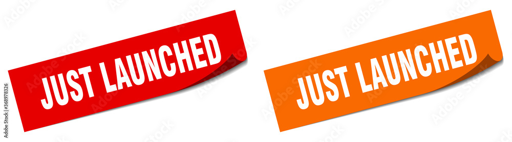 Fototapeta premium just launched paper peeler sign set. just launched sticker