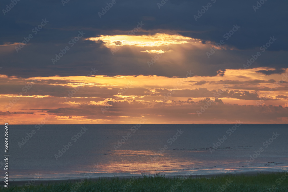 Sunset on the shore of the White Sea. Sunset on the shore of the White Sea.