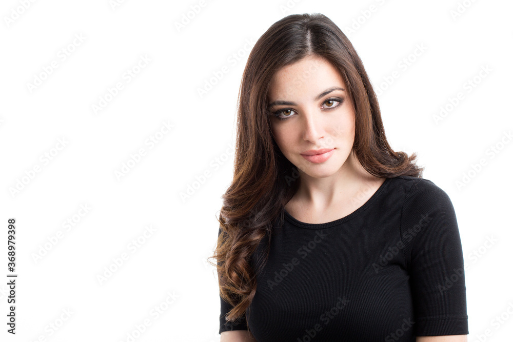 Portrait of a beautiful brunette isolated on white. Portrait of a beautiful brunette isolated on white.