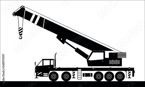 large truck with crane drawing in vector