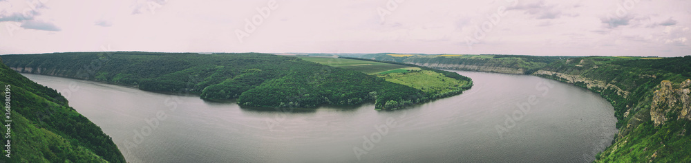 Beautiful view on big canyon with bending river inside