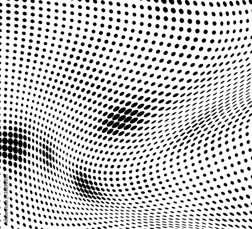 Abstract halftone wave dotted background. Vector modern optical pop art texture for posters, business cards, cover © VYACHESLAV KRAVTSOV
