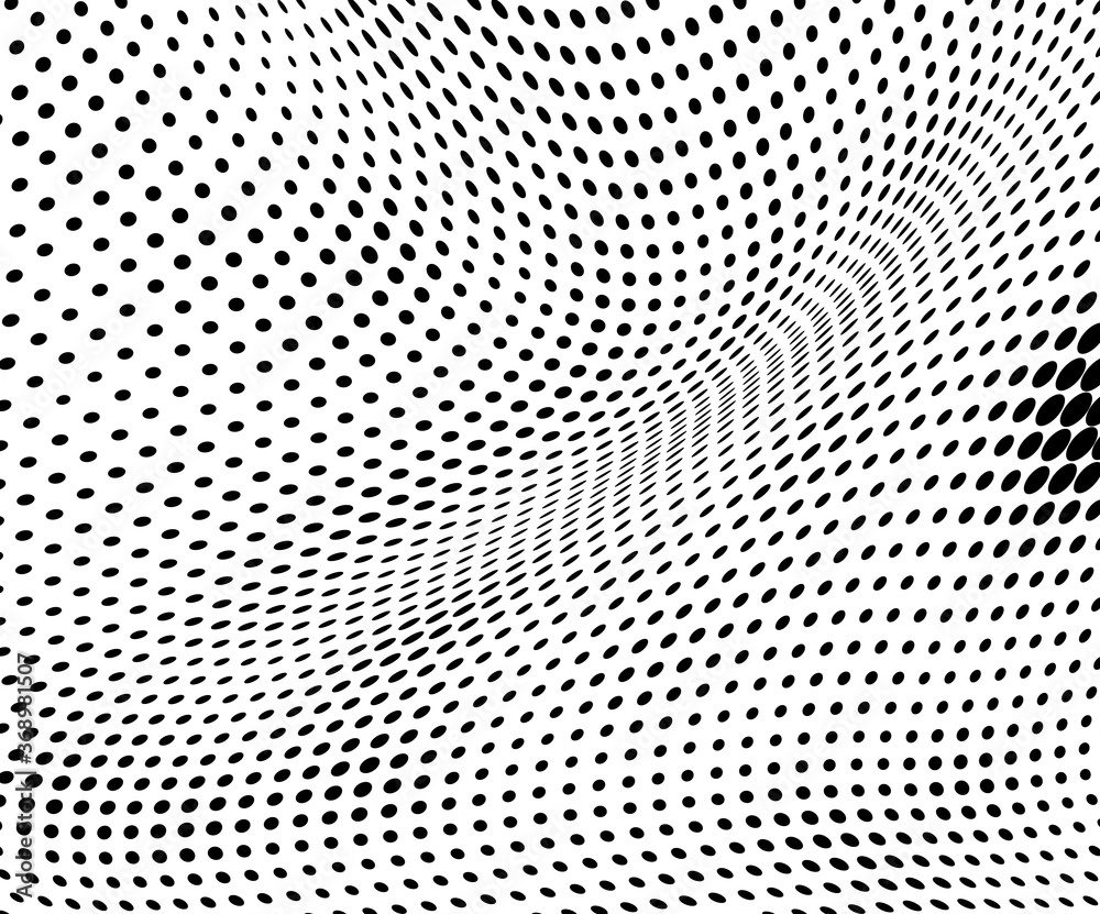 Abstract halftone wave dotted background. Vector modern optical pop art texture for posters, business cards, cover