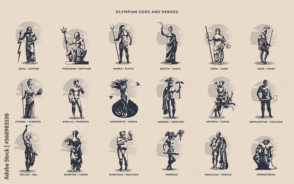 Olympic heroes. Greek and Roman gods