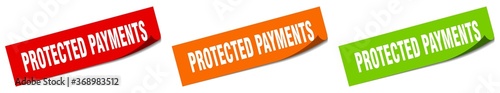 protected payments paper peeler sign set. protected payments sticker