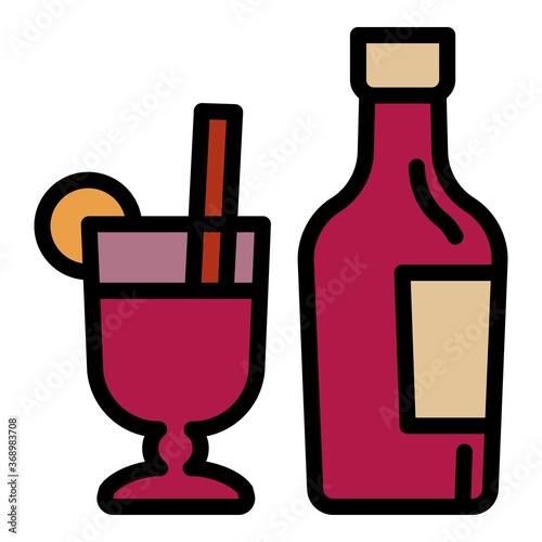 Mulled wine bottle icon. Outline mulled wine bottle vector icon for web design isolated on white background