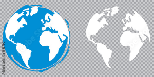 GLOBE TERRESTRE DESSINÉ BLEU ET BLANC