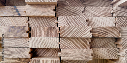 ash wood planks and parts in the shop