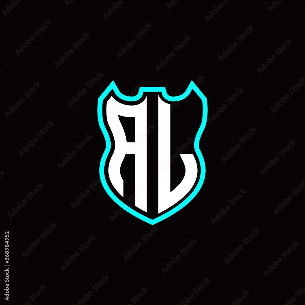 A L initial logo design with shield shape A L initial logo design with shield shape