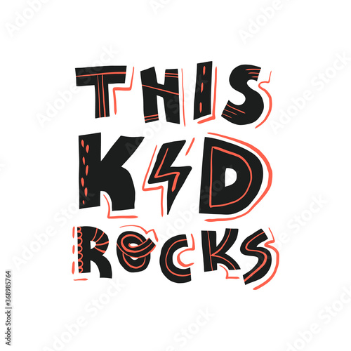This kid rocks hand funny lettering for t-shirt print and banner design. 