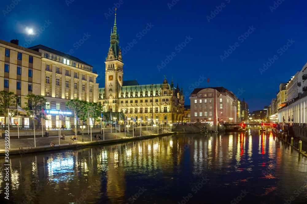 Hamburg City Hall and Alster river