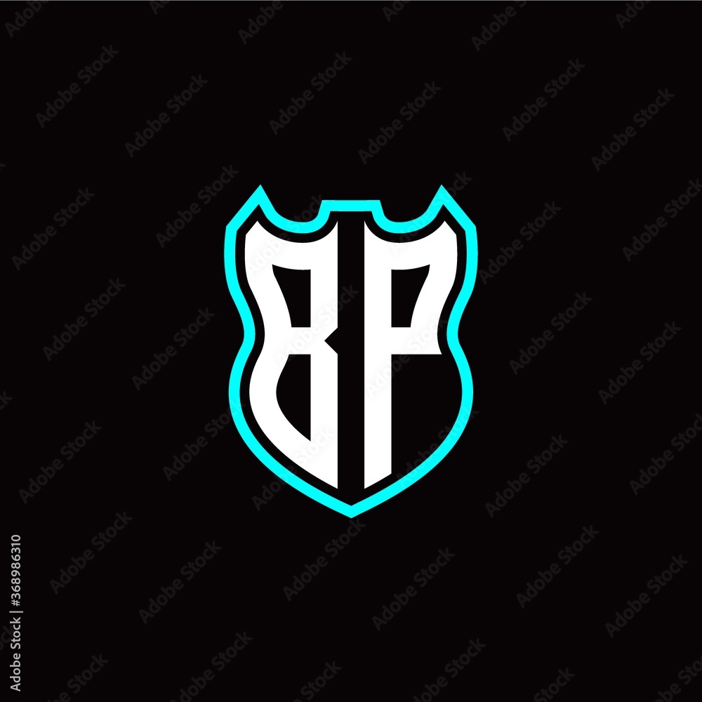 B P initial logo design with shield shape B P initial logo design with shield shape