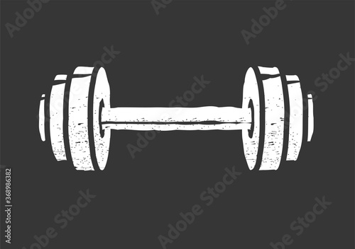 Dumbbell weight vintage icon logo isolated black and white retro style design clipart