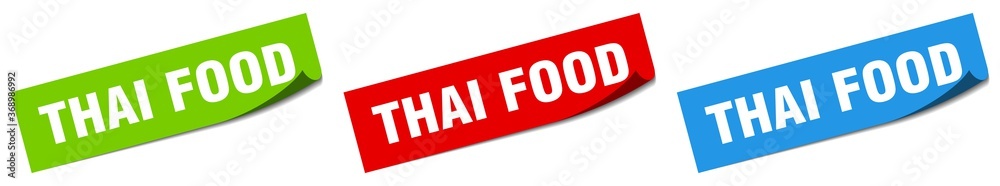 thai food paper peeler sign set. thai food sticker thai food paper peeler sign set. thai food sticker