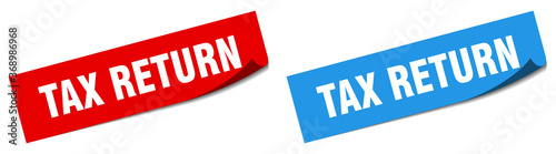 tax return paper peeler sign set. tax return sticker