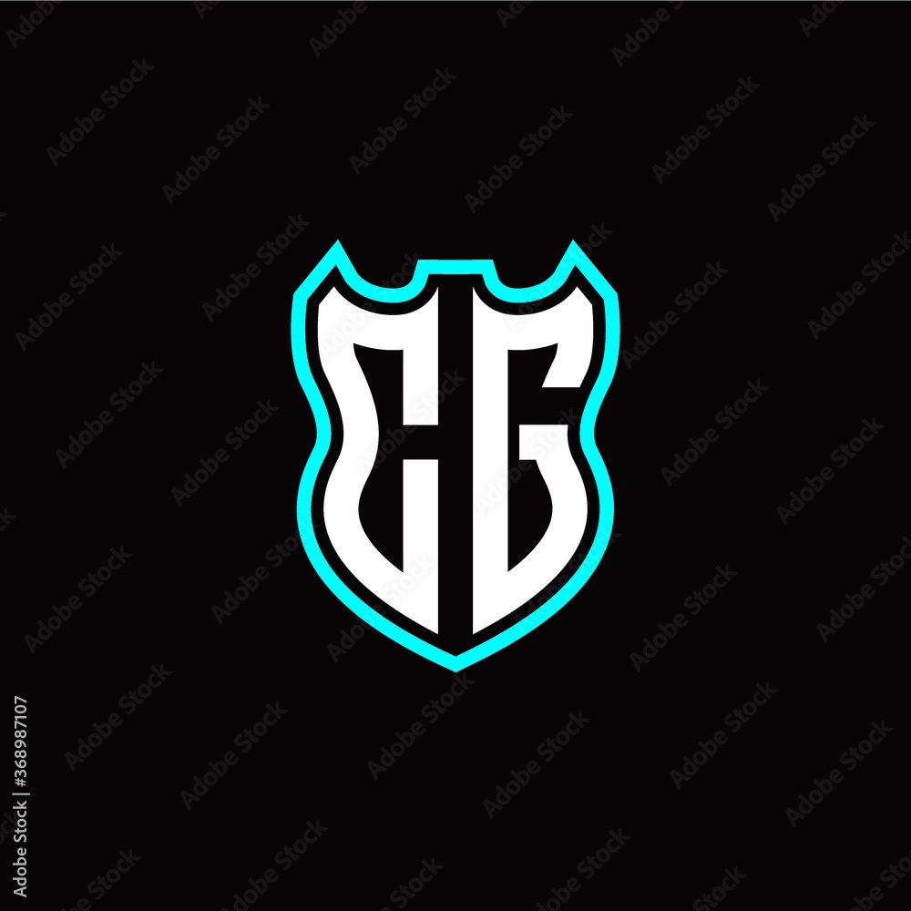 C G initial logo design with shield shape
