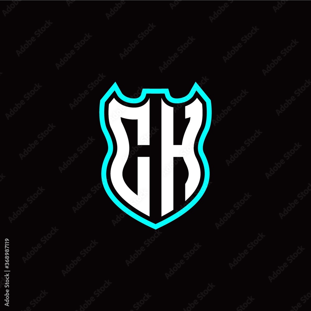 Obraz premium C H initial logo design with shield shape